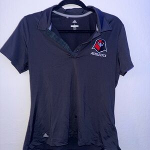 Adidas Black Golf Polo with Athletics Emblem Hawk